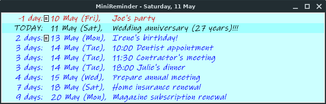MiniReminder in Linux Lite 5.8