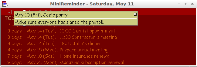 MiniReminder in Lubuntu Linux