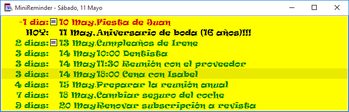 MiniReminder en Windows 10